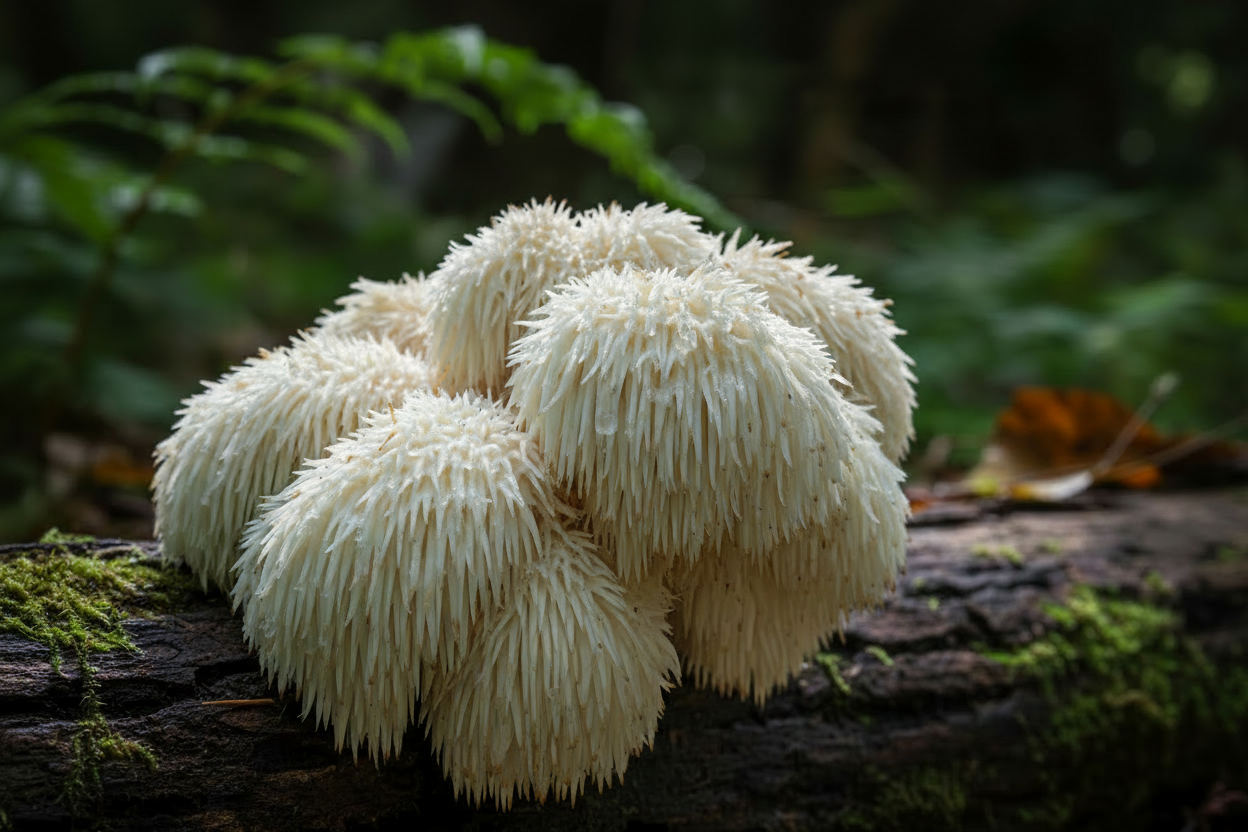 can you add Lion's mane mushroom as text at the top and then below that state 1000mg all formatted nicely